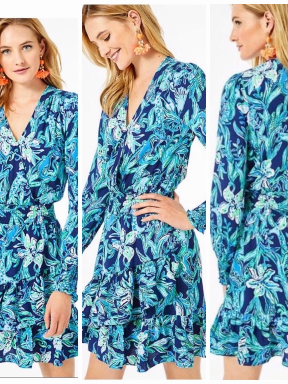 Lilly Pulitzer Cristiana Stretch Dress in HIGH TIDE NAVY TAKE IT OR LEAF IT
